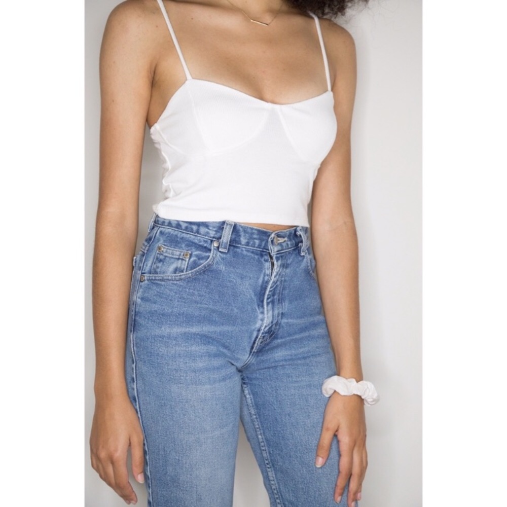 White Crop Top with Corset Detail